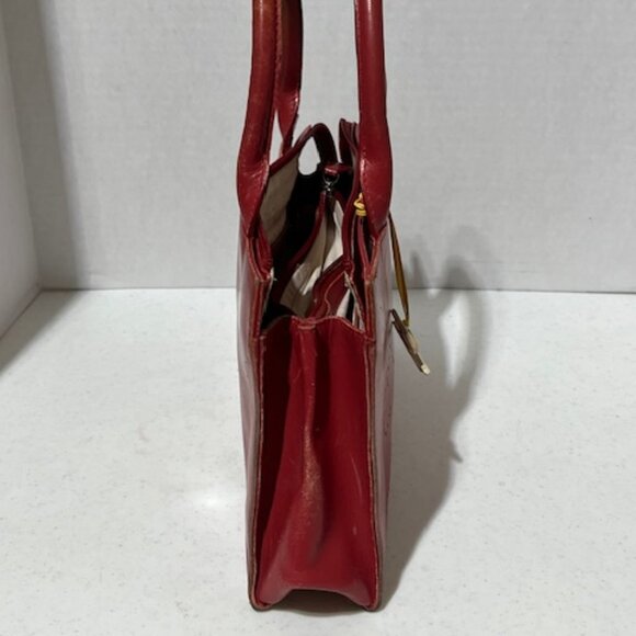 VTG Radley Red Leather Multicompartment Handbag Scottie Dog Logo Floral - Picture 4 of 16